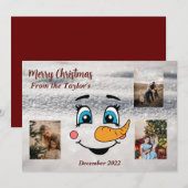 Snowman-kerstfotokaart Feestdagenkaart (Voorkant / Achterkant)