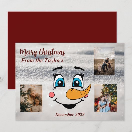Snowman-kerstfotokaart Feestdagenkaart (Voorkant / Achterkant)