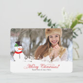 Snowman-kerstfotokaart Feestdagenkaart (Staand voorkant)