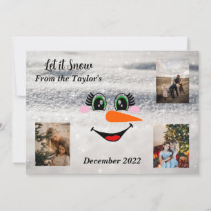 Snowman-kerstfotokaart glimlachen feestdagenkaart