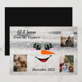 Snowman-kerstfotokaart glimlachen feestdagenkaart (Voorkant / Achterkant)