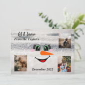 Snowman-kerstfotokaart glimlachen feestdagenkaart (Staand voorkant)