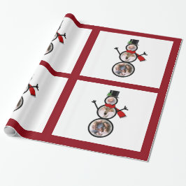 Snowman-kerstfotosjabloon Cadeaupapier