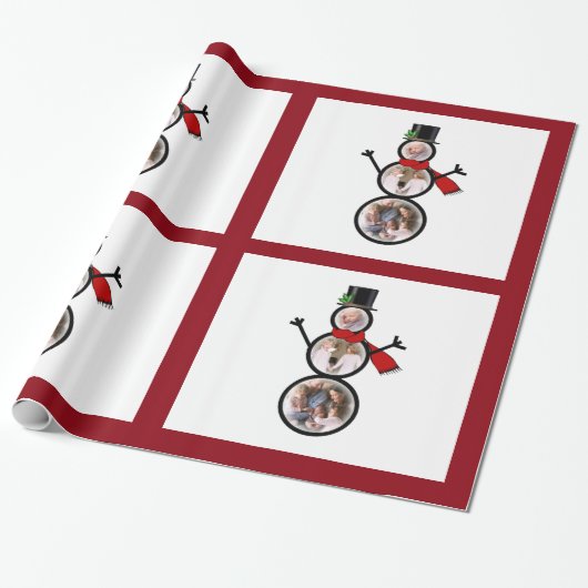 Snowman-kerstfotosjabloon Cadeaupapier (Uitgerold)