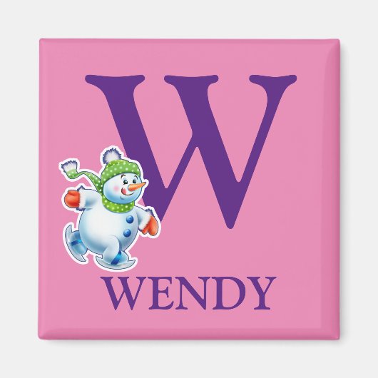 Snowman kerstfriemmagneet voor initiaal magneet (Voorkant)