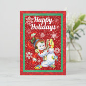 Snowman Kersthalve Kaart (Staand voorkant)