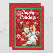 Snowman Kersthalve Kaart (Voorkant / Achterkant)