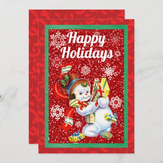  Snowman Kersthalve Kaart (Voorkant / Achterkant)