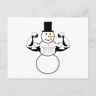 Snowman-kerstkaart Bodybuilder Fitness Briefkaart
