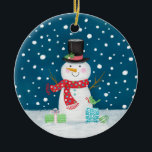 Snowman-kerstkeramische decoratie<br><div class="desc">Snowman kerstversiering. Een prettige feestdag voor Kerstmis. Pas het aan voor je kerstboom! Ontworpen voor jou door Blackberry Boulevard.</div>