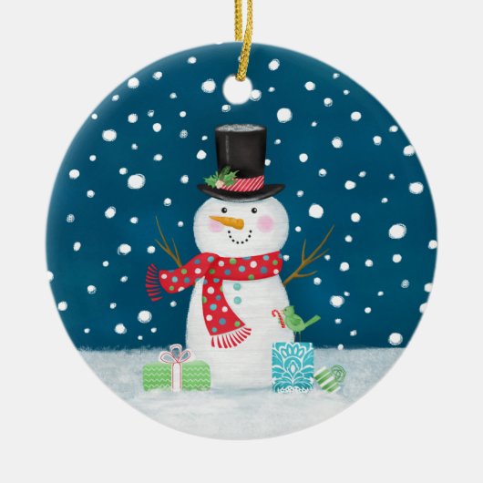 Snowman-kerstkeramische decoratie (Voorkant)