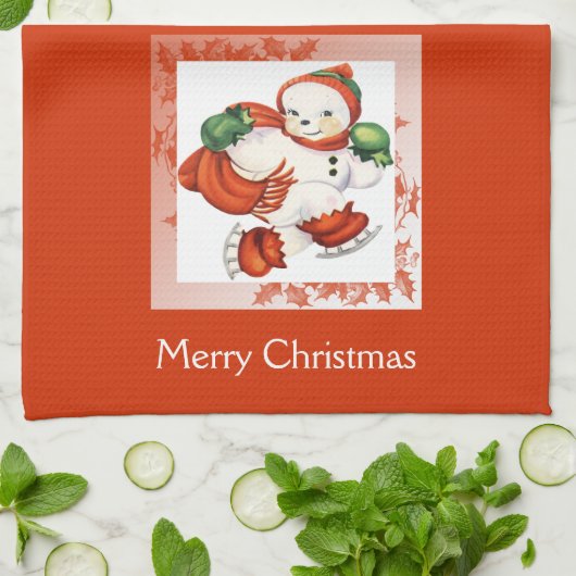  Snowman-kerstkeukenhanddoek Theedoek (Gevouwen)