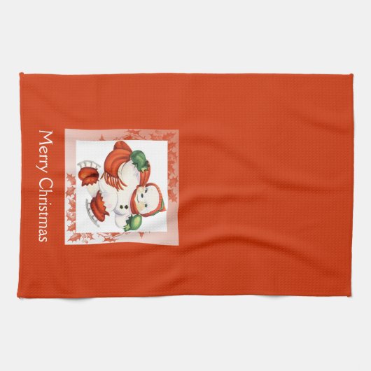  Snowman-kerstkeukenhanddoek Theedoek (Horizontaal)