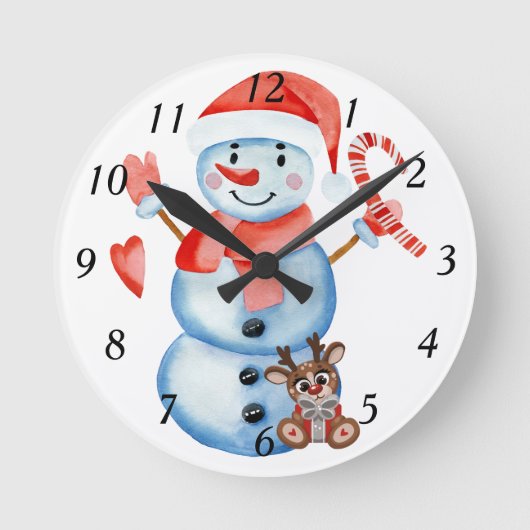 Snowman-kerstklok Ronde Klok (Voorkant)