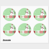 Snowman-kerstLabel groen, maar je kiest kleur Ronde Sticker (Vel)