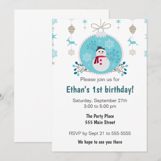 Snowman kerstman verjaardagsfeest kaart (Voorkant / Achterkant)