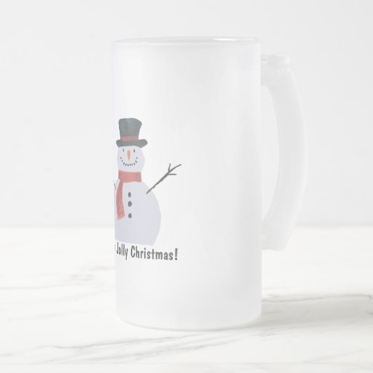 Snowman-kerstmannen Matglas Bierpul (Voorkant rechts)