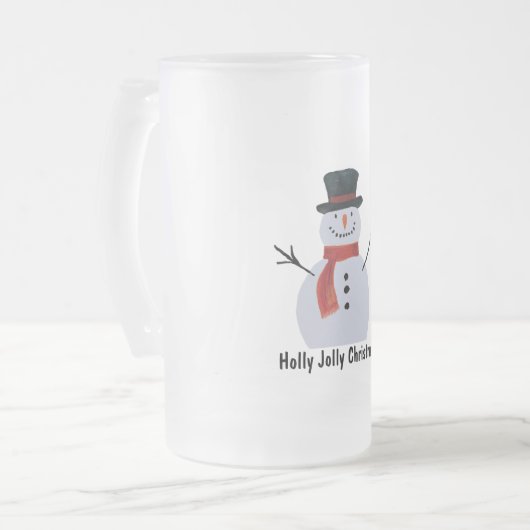 Snowman-kerstmannen Matglas Bierpul (Voorkant links)