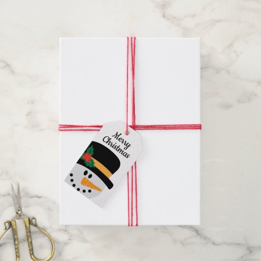 Snowman Kerstmis Cadeaulabel (Met Touw)