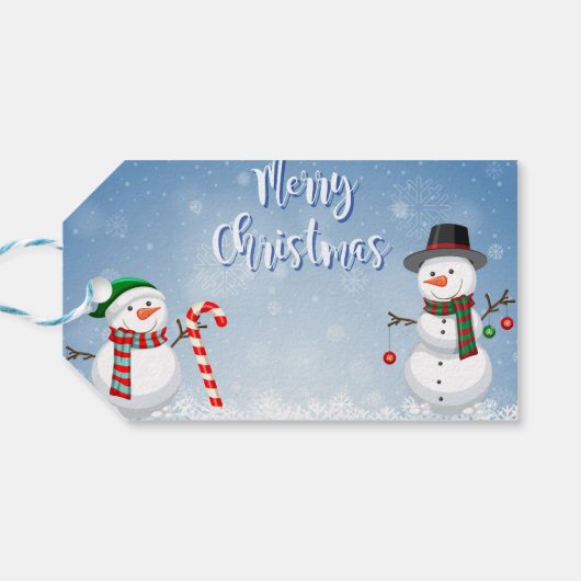  Snowman Kerstmis Cadeaulabel (Achterkant Horizontaal)