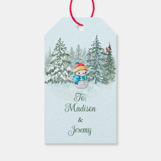 Snowman Kerstmis Cadeaulabel (Achterkant)