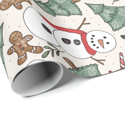 Snowman Kerstmis Cadeaupapier (Rol Hoek)