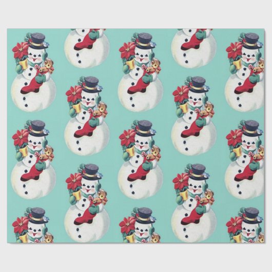 Snowman Kerstmis Cadeaupapier (Vlak)