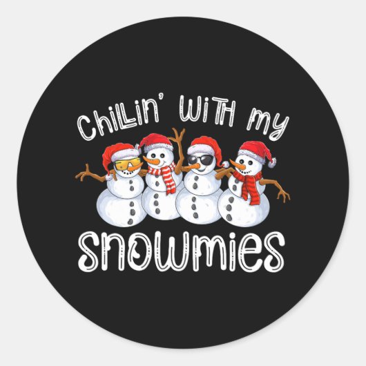 Snowman Kerstmis chillin met mijn sneeuwmies lelij Ronde Sticker (Voorkant)