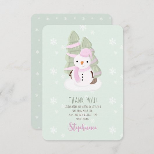 Snowman Kerstmis Dank u uitnodiging (Voorkant / Achterkant)