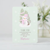 Snowman Kerstmis Dank u uitnodiging (Staand voorkant)
