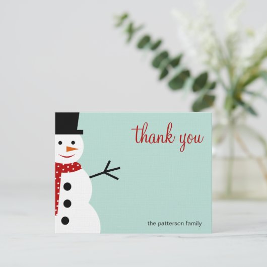 Snowman Kerstmis en feestdag glimlachen Bedankt ka (Staand voorkant)