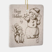 Snowman Kerstmis en feestdag Keramisch Ornament (Rechts)
