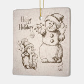 Snowman Kerstmis en feestdag Keramisch Ornament (Links)