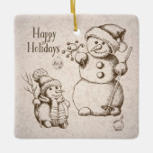  Snowman Kerstmis en feestdag Keramisch Ornament (Voorkant)