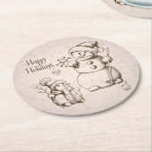  Snowman Kerstmis en feestdag Ronde Kartonnen Onderzetter (Gebogen)