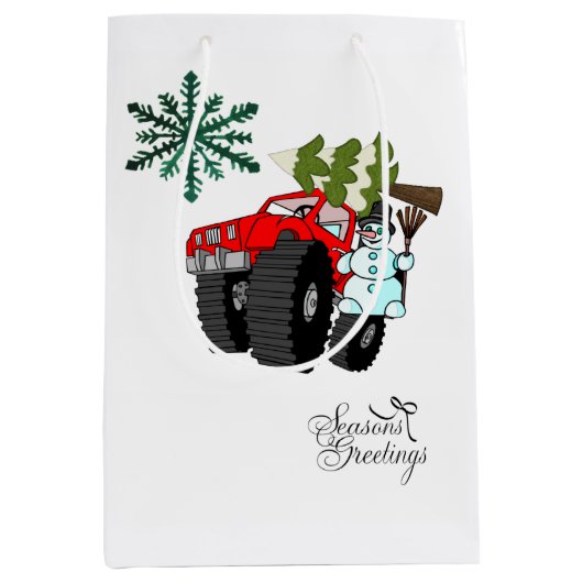 Snowman Kerstmis Gegroet Gift Bags Medium Cadeauzakje (Voorkant)