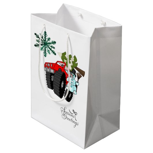 Snowman Kerstmis Gegroet Gift Bags Medium Cadeauzakje (Achterkant Gekanteld)