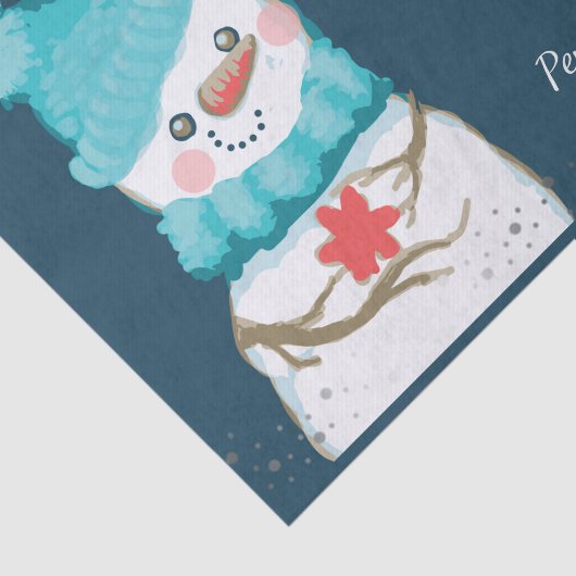 Snowman Kerstmis - Gepersonaliseerde familienaam Tissuepapier (Detail)