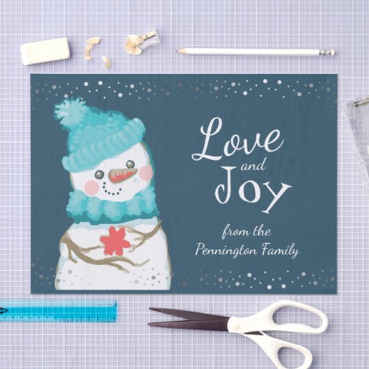 Snowman Kerstmis - Gepersonaliseerde familienaam Tissuepapier (Craft)