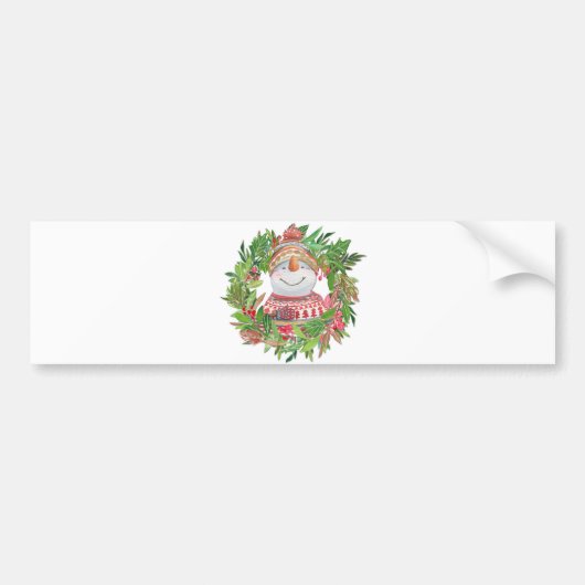 Snowman Kerstmis glimlachen Bumpersticker (Voorkant)