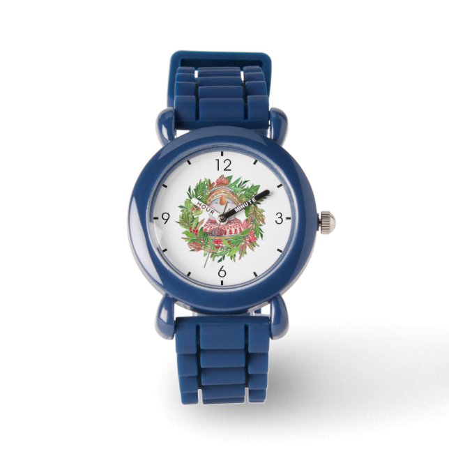 Snowman Kerstmis glimlachen Horloge (Voorkant)