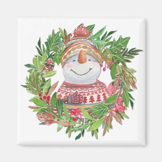 Snowman Kerstmis glimlachen Magneet (Voorkant)