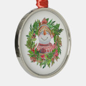 Snowman Kerstmis glimlachen Metalen Ornament (Rechts)