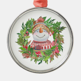 Snowman Kerstmis glimlachen Metalen Ornament