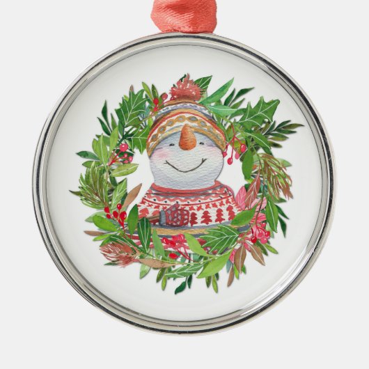 Snowman Kerstmis glimlachen Metalen Ornament (Voorkant)