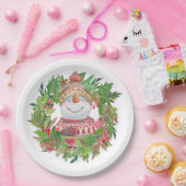 Snowman Kerstmis glimlachen Papieren Bordje (Feest)