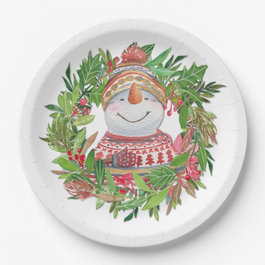 Snowman Kerstmis glimlachen Papieren Bordje (Voorkant)