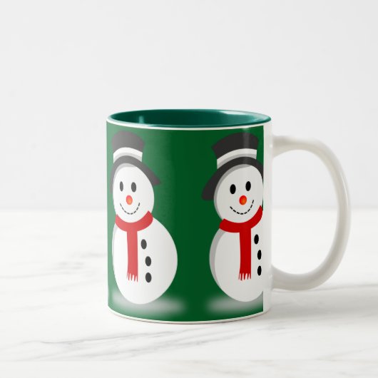 Snowman Kerstmis glimlachen Tweekleurige Koffiemok (Rechts)