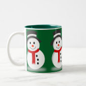 Snowman Kerstmis glimlachen Tweekleurige Koffiemok (Links)