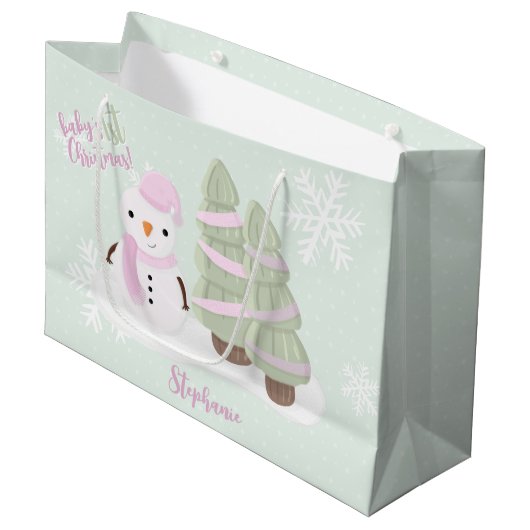 Snowman Kerstmis Groot Cadeauzakje (Voorkant Gekanteld)